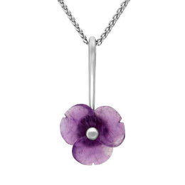 Sterling Silver Amethyst Tuberose Clover Necklace, P2851.