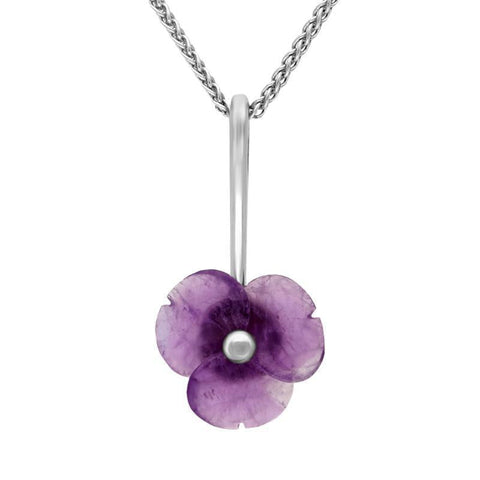 Sterling Silver Amethyst Tuberose Clover Necklace, P2851.
