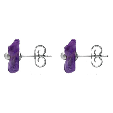 Sterling Silver Amethyst Tuberose Clover Stud Earrings, E2159.