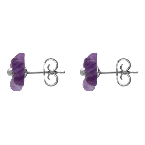 Sterling Silver Amethyst Tuberose Dahlia Stud Earrings, E2155.