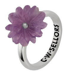 Sterling Silver Amethyst Tuberose Daisy Ring, R997.