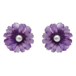 Sterling Silver Amethyst Tuberose Daisy Stud Earrings, E2161.