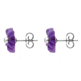 Sterling Silver Amethyst Tuberose Daisy Stud Earrings, E2161.