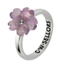 Sterling Silver Amethyst Tuberose Gypsophila Ring, R998.