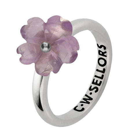Sterling Silver Amethyst Tuberose Gypsophila Ring, R998.