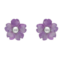 Sterling Silver Amethyst Tuberose Gypsophila Stud Earrings, E2157.