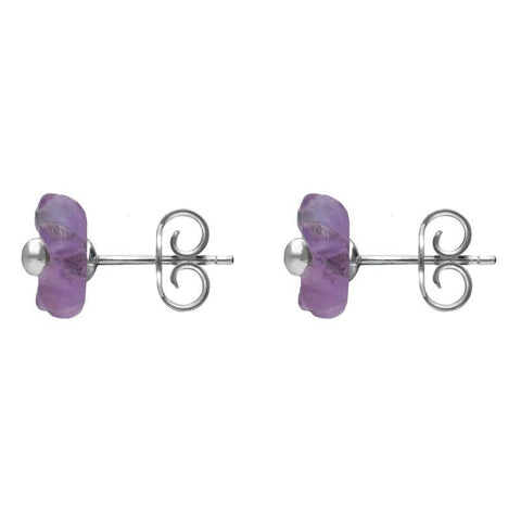 Sterling Silver Amethyst Tuberose Gypsophila Stud Earrings, E2157.