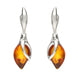 Sterling Silver Baltic Amber Leaf Drop Earrings E1655