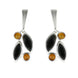Sterling Silver Baltic Amber Whitby Jet Drop Earrings E1803