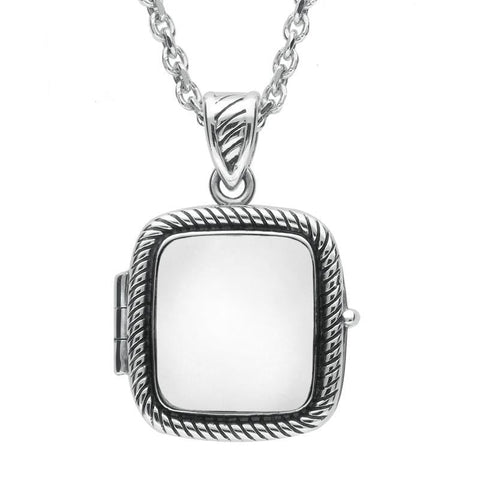 Sterling Silver Bauxite Cushion Rope Edge Locket
