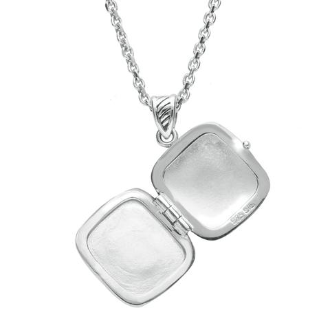 Sterling Silver Bauxite Cushion Rope Edge Locket P2101