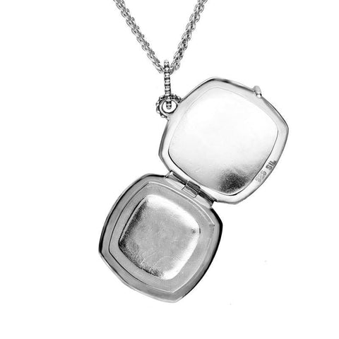 Sterling Silver Bauxite Cushion Shaped Beaded Edge Locket P2093