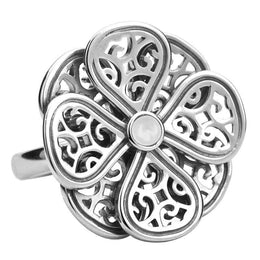 Sterling Silver Bauxite Flore Eight Petal Flower Ring R808