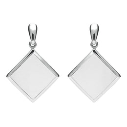 Sterling Silver Bauxite Modern Flat Square Drop Earrings E078