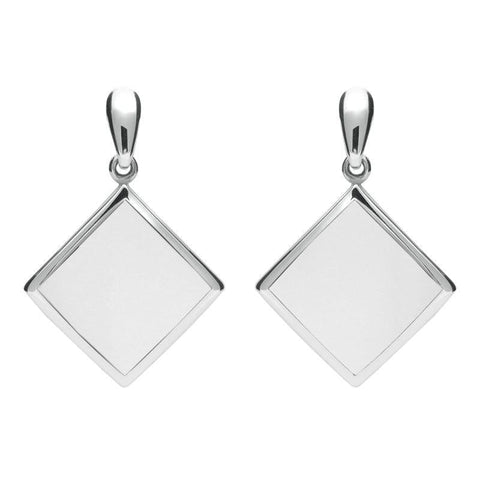 Sterling Silver Bauxite Modern Flat Square Drop Earrings E078