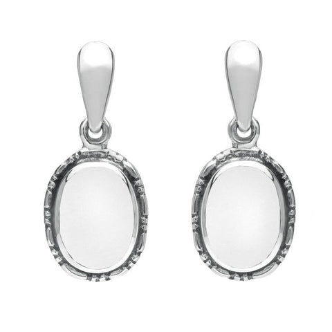 Sterling Silver Bauxite Oval Rope Edge Drop Earrings E148