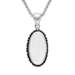 Sterling Silver Bauxite Oval Rope Edge Necklace P002