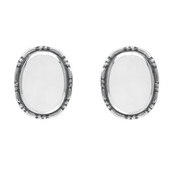 Sterling Silver Bauxite Oval Rope Edge Stud Earrings E141