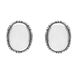 Sterling Silver Bauxite Oval Rope Edge Stud Earrings E141