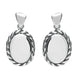 Sterling Silver Bauxite Oval Rope Edge Triangle Bail Drop Earrings. E286.