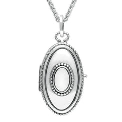 Sterling Silver Bauxite Rope Edge Oval Locket P2089