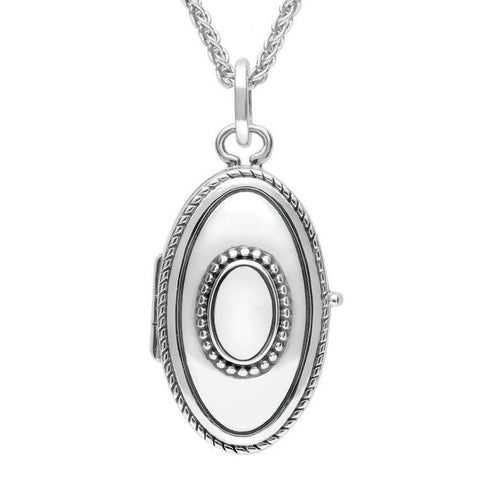 Sterling Silver Bauxite Rope Edge Oval Locket P2089