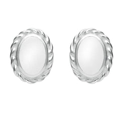 Sterling Silver Bauxite Rope Edge Oval Stud Earrings E289