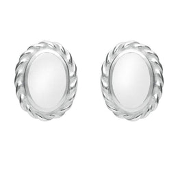 Sterling Silver Bauxite Rope Edge Oval Stud Earrings E289
