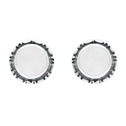 Sterling Silver Bauxite Small Round Rope Edge Stud Earrings E137