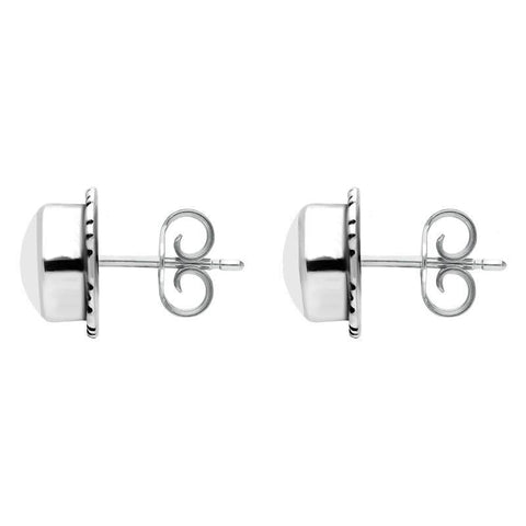 Sterling Silver Bauxite Small Round Rope Edge Stud Earrings E137