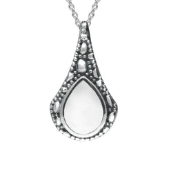 Sterling Silver Bauxite Stone Teardrop Oxidised Necklace P2535