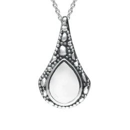 Sterling Silver Bauxite Stone Teardrop Oxidised Necklace P2535