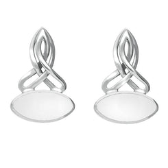Sterling Silver Bauxite Wide Marquise Celtic Stud Earrings E977