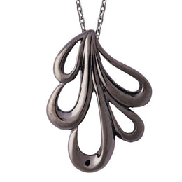 Sterling Silver Black Vermeil Open Leaf Infinity Necklace P2775C