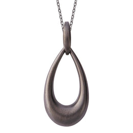 Sterling Silver Black Vermeil Open Pear Drop Infinity Necklace. P2773C.