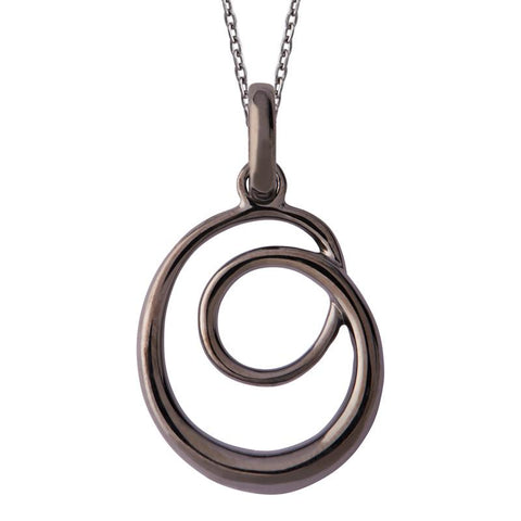 Sterling Silver Black Vermeil Open Swirl Infinity Necklace P2774C.