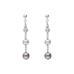 Sterling Silver Black and Grey Pearl Bead Drop Earrings, E1515.
