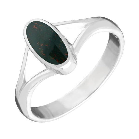 Sterling Silver Bloodstone Oval Split Shank Ring R114