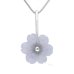 Sterling Silver Blue Chalcedony Tuberose Dahlia Necklace, P2856.