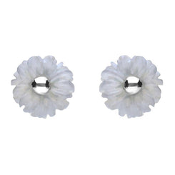 Sterling Silver Blue Chalcedony Tuberose Daisy Stud Earrings, E2160.