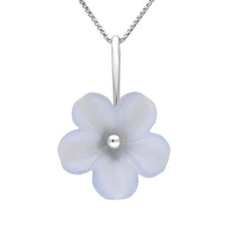 Sterling Silver Blue Chalcedony Tuberose Desert Rose Necklace, P2858.