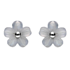 Sterling Silver Blue Chalcedony Tuberose Desert Rose Stud Earrings, E2154.