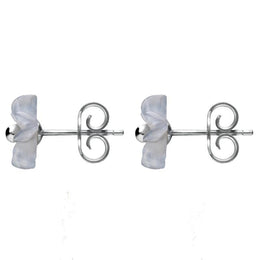 Sterling Silver Blue Chalcedony Tuberose Desert Rose Stud Earrings, E2154.