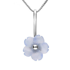 Sterling Silver Blue Chalcedony Tuberose Gypsophila Necklace, P2857.