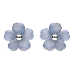 Sterling Silver Blue Chalcedony Tuberose Gypsophila Stud Earrings, E2156.
