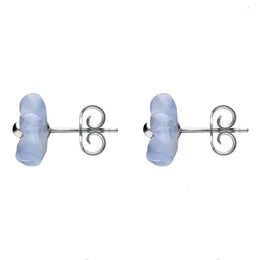 Sterling Silver Blue Chalcedony Tuberose Gypsophila Stud Earrings, E2156. side