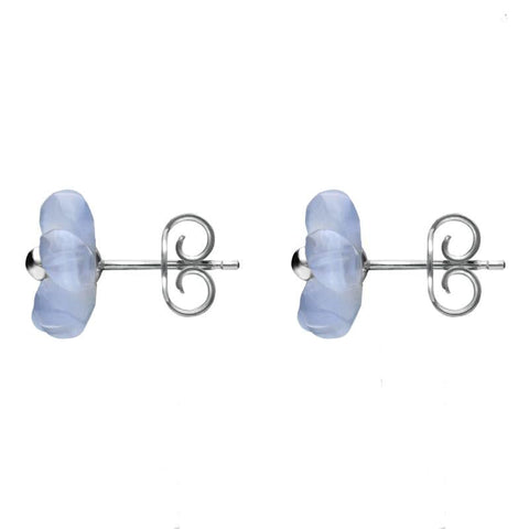 Sterling Silver Blue Chalcedony Tuberose Gypsophila Stud Earrings, E2156. side