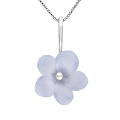 Sterling Silver Tuberose Blue Chalcedony Pansy Necklace, P2853.