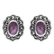 Sterling Silver Blue John Marcasite Oval Beaded Edge Stud Earrings