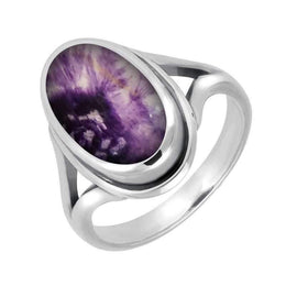 Sterling Silver Blue John Oval Ridged Ring R113